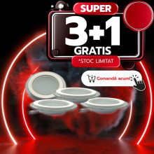 Spot Led Rotund Rama Transparenta, 12W, 6500K, 600Lm, 3+1GRATIS 