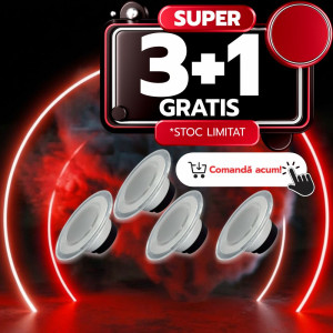 Spot Led Rotund Rama Transparenta, 18W, 6500K, 1000lLm, 3+1GRATIS