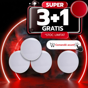 Plafoniera baie/exterior IP65 alba, Fi300, 24W=200W, 6500K, lumina rece, 3+1GRATIS