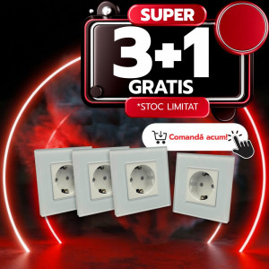 Priza Simpla cu Rama din Sticla, 3+1GRATIS
