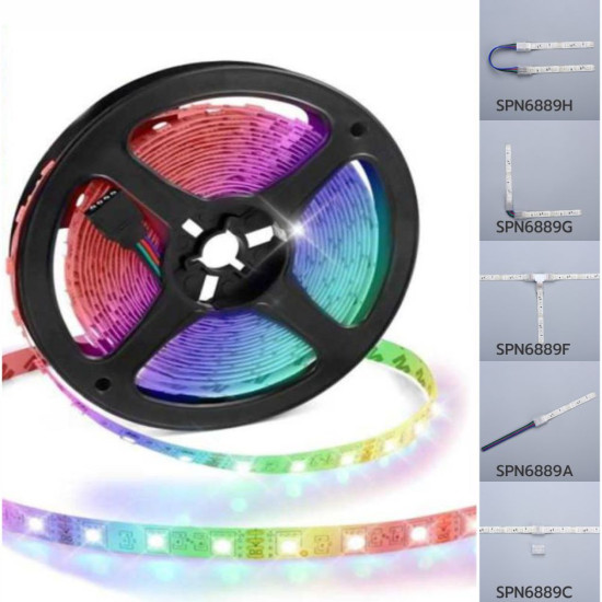 Banda LED RGB, IP65, 12V, 14.4W/M, 60 LED/M, 5050 - rola 5 m Banda LED RGB, IP65, 12V, 14.4W/M, 60 LED/M, 5050 - rola 5 m
