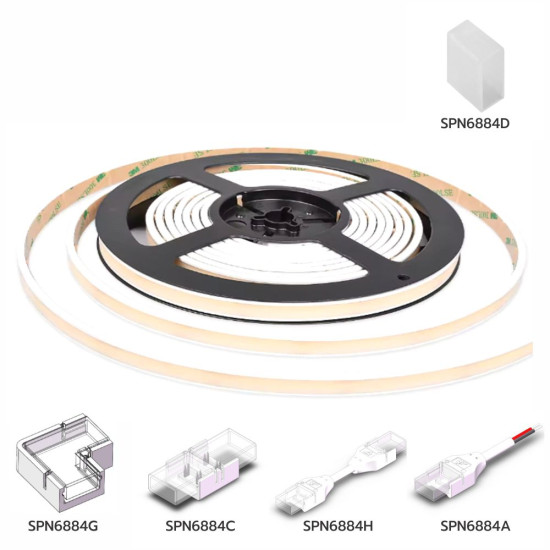 BANDA LED COB 480 LED/m 12W/m 2700K 24V IP67 (5m/rola) PCB 8mm