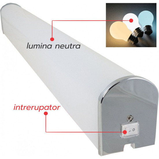 Corp LED baie cu intrerupator, 20w, 4100K, lumina neutra, cu protectie IP44, 900mm