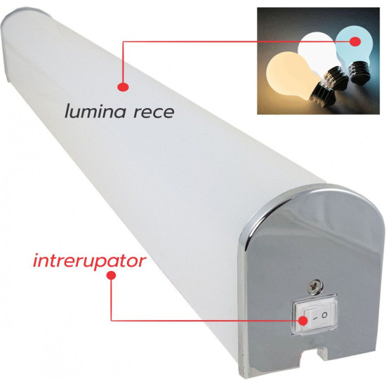 Corp LED baie cu intrerupator, 15w, 6500K, lumina rece, cu protectie IP44, 600mm