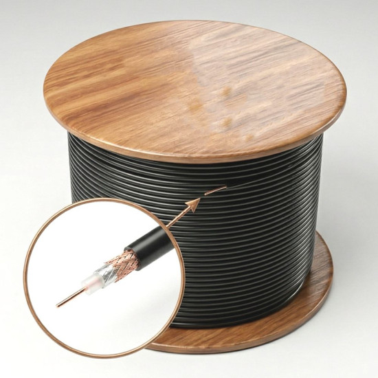 Cablu coaxial RG59 75 OHM CUPRU-CUPRU TRESA, FOLIE CENTRAL