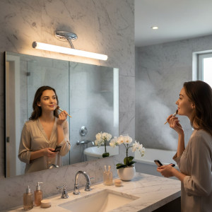 Corp LED baie inox, 6W, 6500K, lumina rece, cu protectie IP44, 400mm