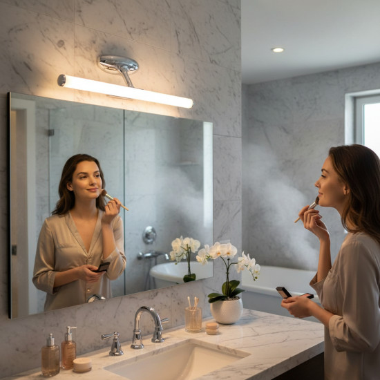 Corp LED baie inox, 6W, 6500K, lumina rece, cu protectie IP44, 400mm