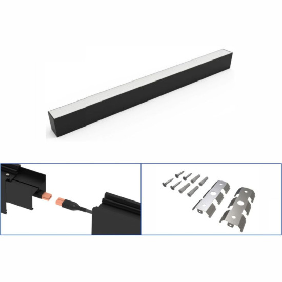Corp LED liniar interconectabil, 20W, 5000K, negru