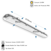Corp Neon IP65 2X18W (Pentru Tub LED 120 cm)
