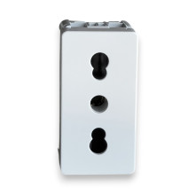 Priza standard 1modul, 2P+E - 16 A Amperaj dublu, Alb lucios, Gewiss System Pura GWC20203R