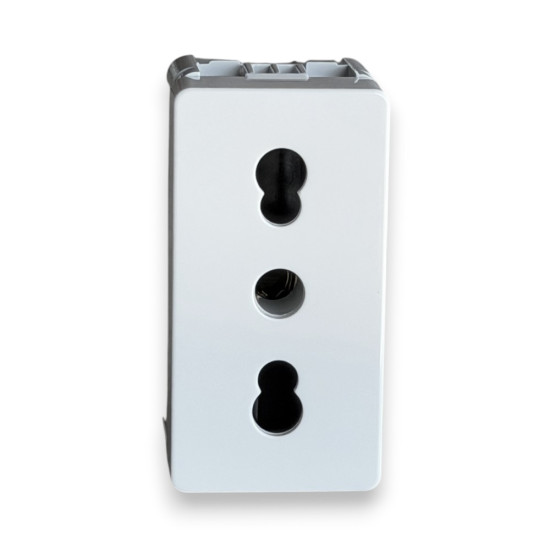 Priza standard 1modul, 2P+E - 16 A Amperaj dublu, Alb lucios, Gewiss System Pura GWC20203R