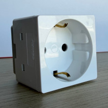 Priza standard 2 module, GWC20265 2P+E - 16A, Alb lucios, Gewiss System Pura GWC20265