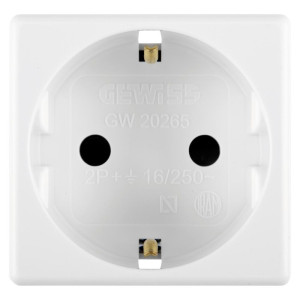 Priza standard 2 module, 2P+E - 16A, Alb lucios, Gewiss System Pura