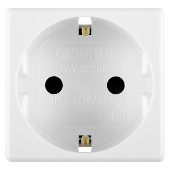 Priza standard 2 module, 2P+E - 16A, Alb lucios, Gewiss System Pura