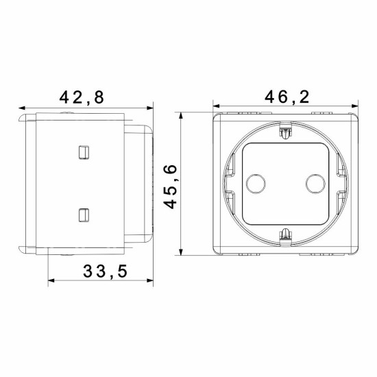Priza standard 2 module, 2P+E - 16A, Alb lucios, Gewiss System Pura