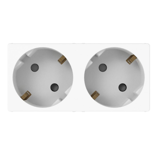 Priza dubla standard 4 module, 2P+T - 16A alveole la 45°, Alb lucios, Gewiss System Pura GWC20342