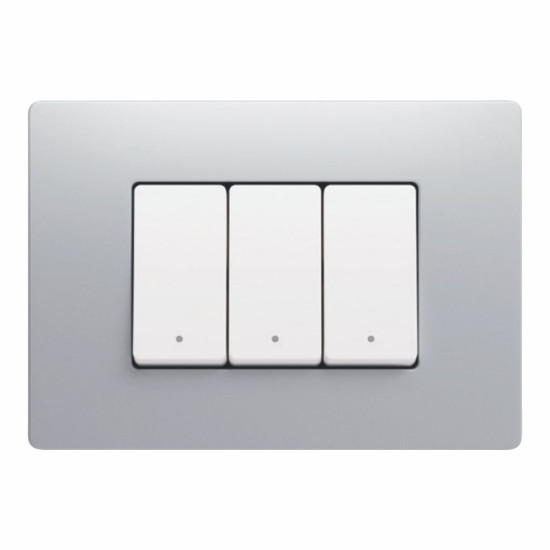 Rama ornament 3 module, Argintiu satinat, Gewiss System Pura GWC25103VSI