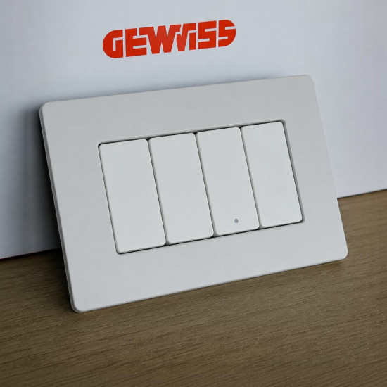 Rama ornament 4 module, Alb lucios, Gewiss System Pura GWC25104TBN Rama ornament 4 module, Alb lucios, Gewiss System Pura GWC25104TBN