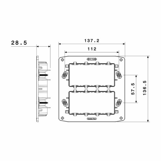 Suport 4+4 module, Gewiss System Pura GWC25808