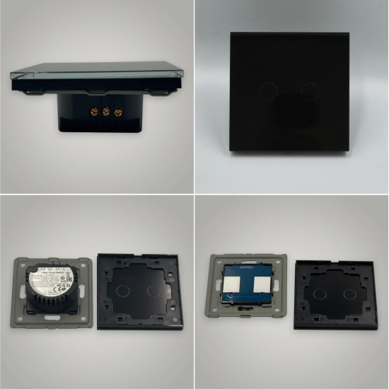 Intrerupator touch dublu, negru