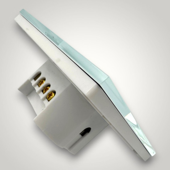 Intrerupator touch dublu cu telecomanda RF, sticla securizata, alb