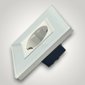 Priza Simpla cu Rama din Sticla ALBA