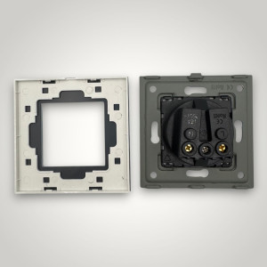 Priza Simpla cu Rama din Sticla ALBA