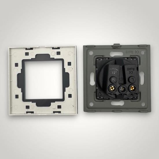 Priza Simpla cu Rama din Sticla ALBA