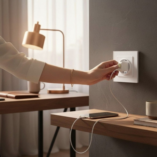 Priza Simpla cu Rama din Sticla ALBA