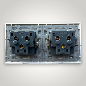 Priza Dubla cu Rama din Sticla AURIE