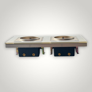 Priza Dubla cu Rama din Sticla AURIE