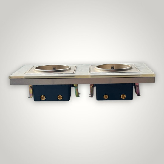 Priza Dubla cu Rama din Sticla AURIE