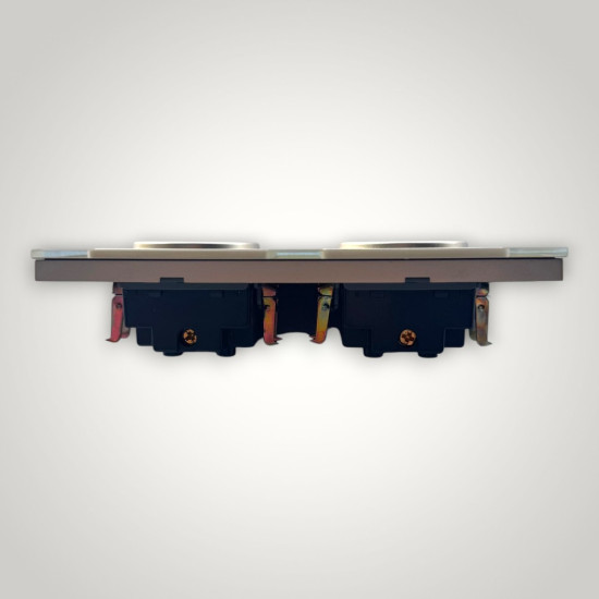 Priza Dubla cu Rama din Sticla AURIE