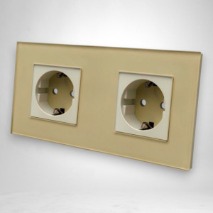 Priza Dubla cu Rama din Sticla AURIE