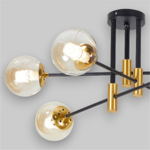 Lustra Suspendata Cu Dulie si Abajur Orion 6, 76 x 30 cm, Glob Ø 13cm, 6XE27 max 10W