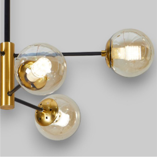 Lustra Suspendata Cu Abajur Helios 6, 70 * 74 cm * Glob Ø 13cm, 6*10W E27 Lustra Suspendata Cu Abajur Helios 6, 70 * 74 cm * Glob Ø 13cm, 6*10W E27