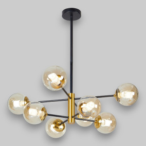 Lustra Suspendata Cu Abajur Helios 8, 80 * 74 cm * Glob Ø 13cm, 8*10W E27