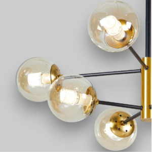 Lustra Suspendata Cu Abajur Helios 8, 80 * 74 cm * Glob Ø 13cm, 8*10W E27