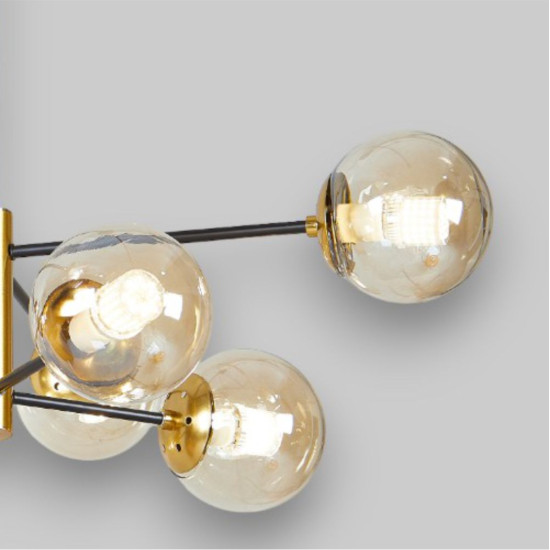 Lustra Suspendata Cu Abajur Helios 8, 80 * 74 cm * Glob Ø 13cm, 8*10W E27
