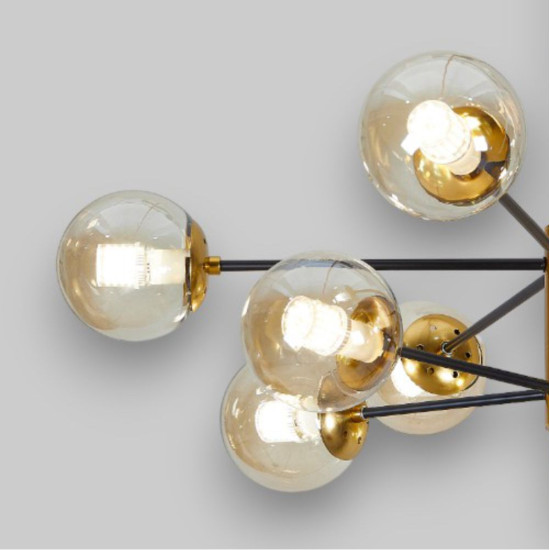 Lustra Suspendata Cu Abajur Helios 10, 88 * 74 cm * Glob Ø 13cm, 10*10W E27 Lustra Suspendata Cu Abajur Helios 10, 88 * 74 cm * Glob Ø 13cm, 10*10W E27