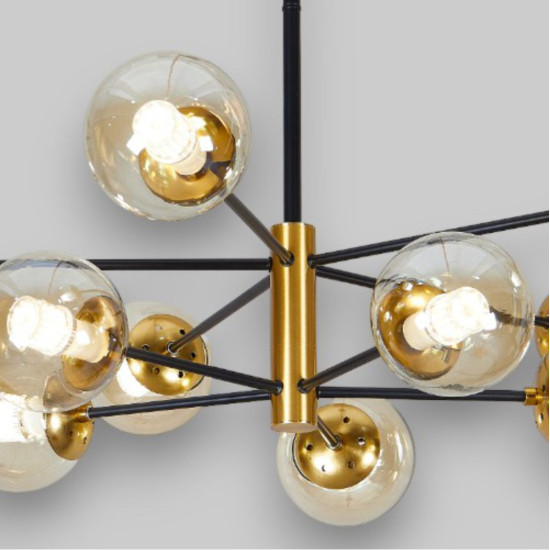 Lustra Suspendata Cu Abajur Helios 10, 88 * 74 cm * Glob Ø 13cm, 10*10W E27 Lustra Suspendata Cu Abajur Helios 10, 88 * 74 cm * Glob Ø 13cm, 10*10W E27