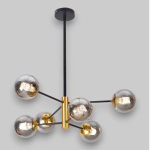Lustra Suspendata Cu Abajur Hyperion 6, 70 * 74 cm * Glob Ø 13cm, 6*10W E27