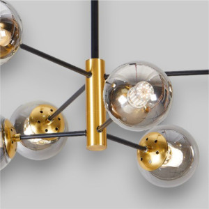 Lustra Suspendata Cu Abajur Hyperion 6, 70 * 74 cm * Glob Ø 13cm, 6*10W E27