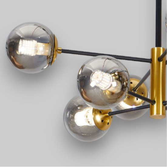 Lustra Suspendata Cu Abajur Hyperion 8, 80 * 74 cm * Glob Ø 13cm, 8*10W E27