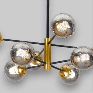 Lustra Suspendata Cu Abajur Hyperion 8, 80 * 74 cm * Glob Ø 13cm, 8*10W E27