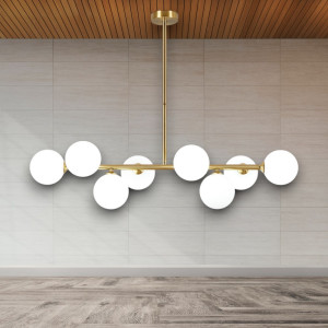Lustra Suspendata Cu Abajur Aether, 92 * 70 cm * Glob Ø 13cm, 8*10W E27 Lustra Suspendata Cu Abajur Aether, 92 * 70 cm * Glob Ø 13cm, 8*10W E27