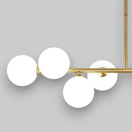 Lustra Suspendata Cu Abajur Aether, 92 * 70 cm * Glob Ø 13cm, 8*10W E27 Lustra Suspendata Cu Abajur Aether, 92 * 70 cm * Glob Ø 13cm, 8*10W E27