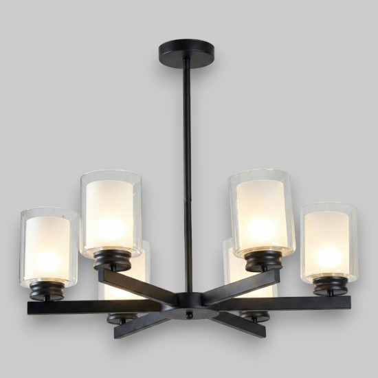 Lustra Tavan Cu 6 Brate E27 Titan Black , 69 x 59 cm, 6x10W E27