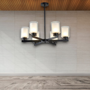 Lustra Tavan Cu 6 Brate E27 Titan Black , 69 x 59 cm, 6x10W E27