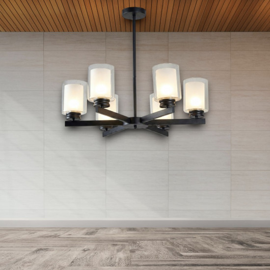 Lustra Tavan Cu 6 Brate E27 Titan Black , 69 x 59 cm, 6x10W E27